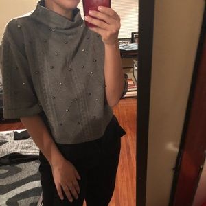Mock neck cropped sweater